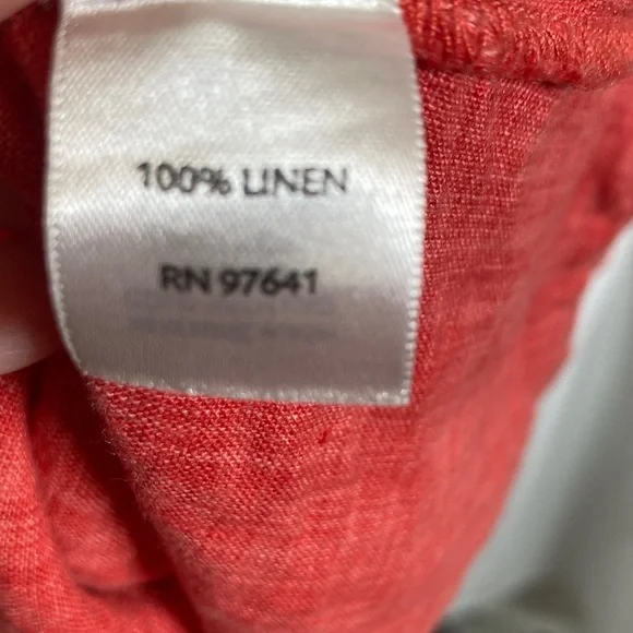 J. Jill 100% Linen Coral Button-Up Top Mandarin Collar Lightweight Knot Button - Picture 3 of 13